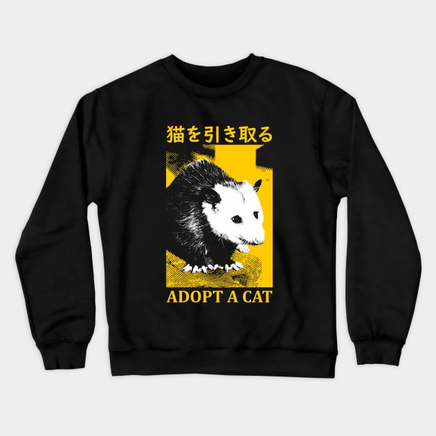 Adopt a Cat Opossum Yellow Crewneck Sweatshirt by giovanniiiii